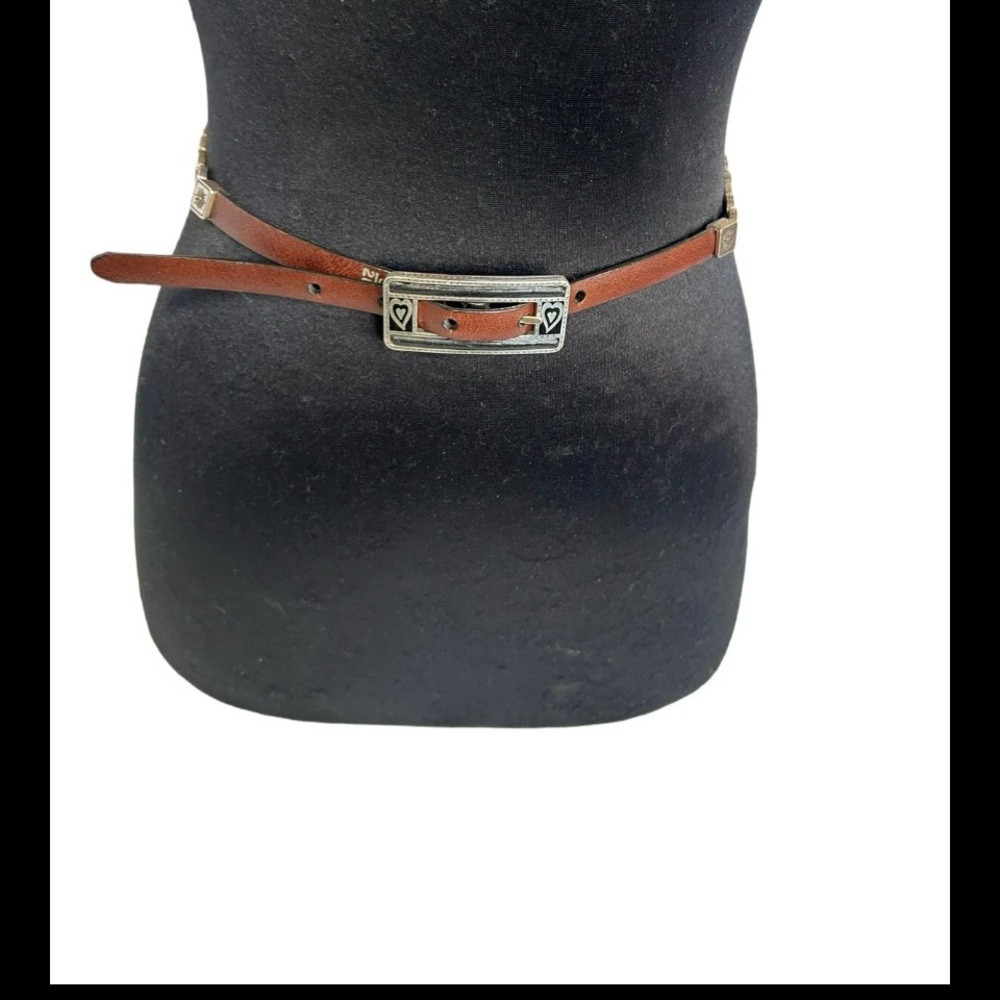 Brighton Belt Skinny Reversible Brown/Black w/Heart Cut Outs Hardware S 26-29”